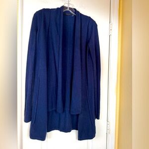 Cyrus Navy Open Front Long Cashmere Cardigan Size M